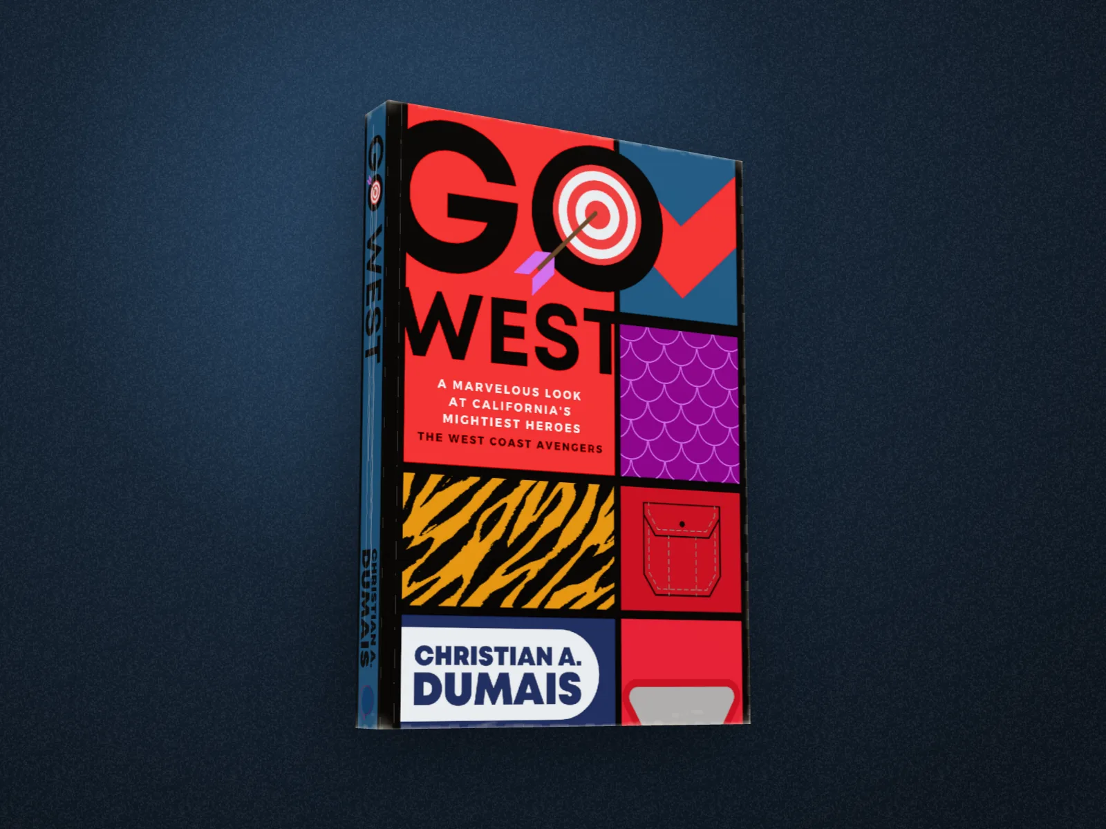 Go West, a look at the West Coast Avengers, as a 3D gloss paperback with its GO WEST spine