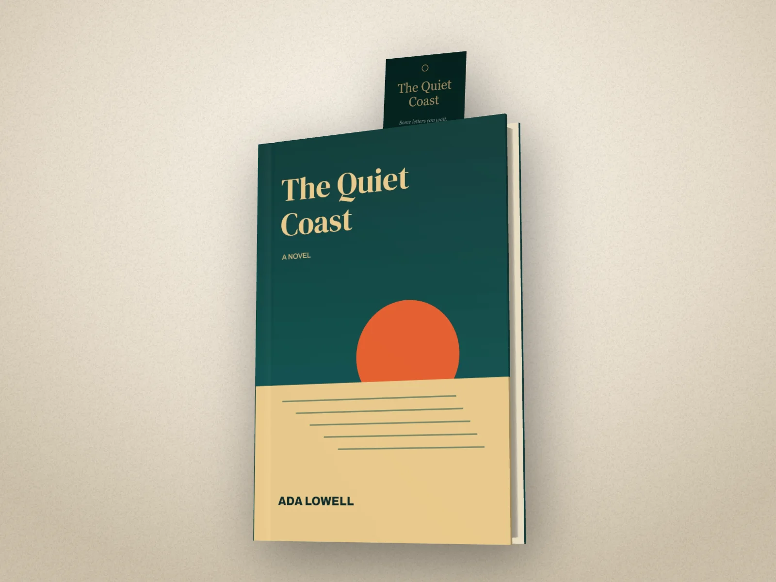 A hardback with its matching bookmark standing up out of the top of the pages