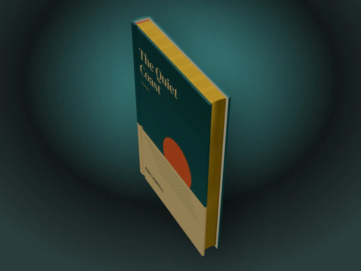 The Quiet Coast as a hardback with gilt gold page edges on a dark teal backdrop