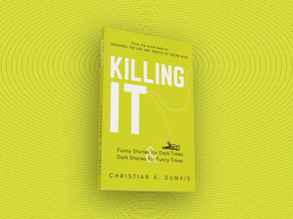 Killing It by Christian A. Dumais as a matte 3D paperback on a yellow and black contour line pattern